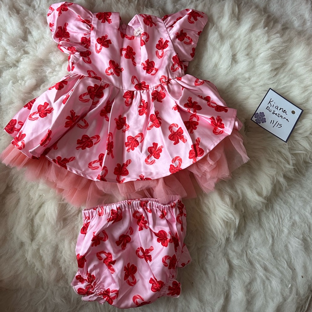 Ivy city Scottie mini dress candy cane print